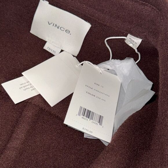 Vince Plus Double Pocket Wool Blend Coat in Hickory Size 1X - Picture 9 of 9